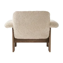 Brasilia armchair low back, Walnut-Nature sheepskin curly