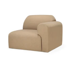 Bulky modular sofa end unit left armrest, Light sepia