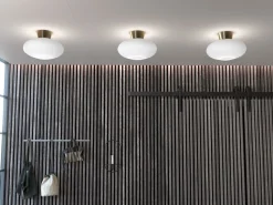 Bullo ceiling lamp XL opal glass Ø38 cm, brass