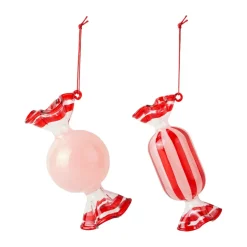 Candy Christmas tree pendant glass 2 pieces, Dusty pink