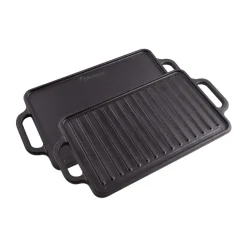 Cast iron reversible griddle 21x33 cm, Black
