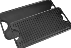 Cast iron reversible griddle 25x47 cm, Black