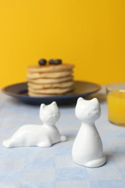 Cat salt & pepper mills, White