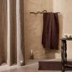 Chambray shower curtain, Sand-black