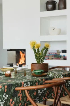 Cherry Garden tablecloth, Dark green, 145x250 cm