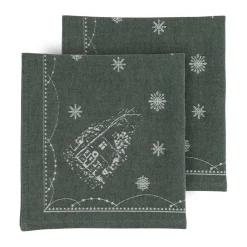 Christmas morning fabric napkin 45x45 cm 2-pack, White-green