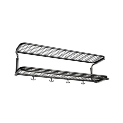 Classic 650 hat shelf, Black/chrome, 2 levels, 70 cm