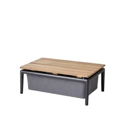 Conic box table, Grey, teak