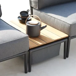 Conic box table, Grey, teak