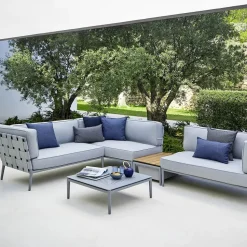 Conic modular sofa, Cane-Line airtouch grey, single, incl. cushions