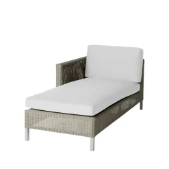 Connect chaise longue, Taupe, white cushions