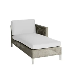 Connect chaise longue, Taupe, white cushions