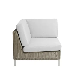 Connect corner section, Taupe, corner section, white cushions