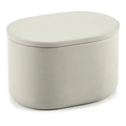 Cose storage jar oval with lid high S 6.5x10.2 cm, Beige
