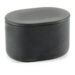Cose storage jar oval with lid high S 6.5x10.2 cm, Dark grey