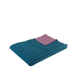 Cotton throw 140x200 cm, Petroleum blue-bordeaux