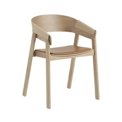 Cover chair upholstered seat, Refine leather cognac-Oak