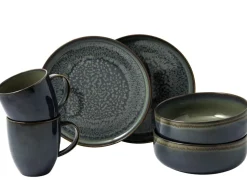 Crafted Breeze breakfast set 6 pieces, Grey-blue