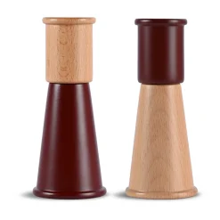 Cucumber salt and pepper grinder small 2 pieces, Red-brown