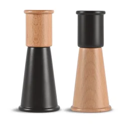 Cucumber salt and pepper grinder small 2 pieces, Black-brown