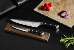 Damascus by Hâws kitchen & utility knife set 2 pieces, Black-stainless steel