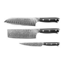 Damascus By Hâws 3-piece knife set, Black-stainless steel