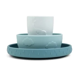 Deer Friends Stick&Stay kids dinner set 3 pieces, Blue
