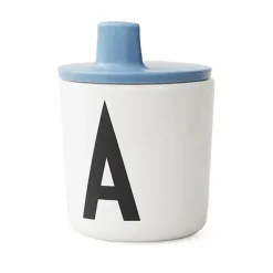 Design Letters beak lid to melamine cup, blue