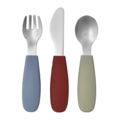 Dine cutlery set silicone 3 pieces, Green-Blue