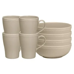 Dots breakfast bowl 60 cl 4-pack, Beige
