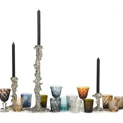 Drip candlestick L 25 cm, Silver