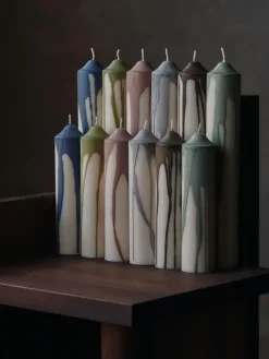 Drip pillar candle, Olive Green, 30 cm