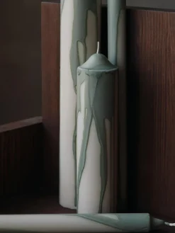 Drip pillar candle, Tea Green, 20 cm