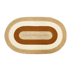 Elin striped oval jute rug 92x150 cm, Brick