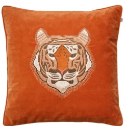 Embroidered Tiger cushion cover 50x50 cm, Orange