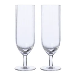 Ernst champagne glass ribbed 2-pack, Clear