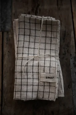 Ernst napkin 2 pack checked 40x40 cm, Black-beige