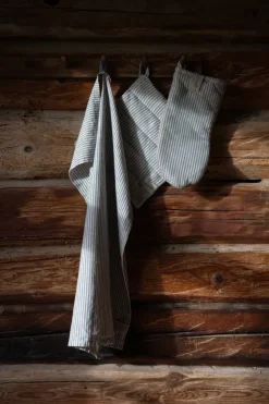 Ernst oven mitt striped, Blue-beige