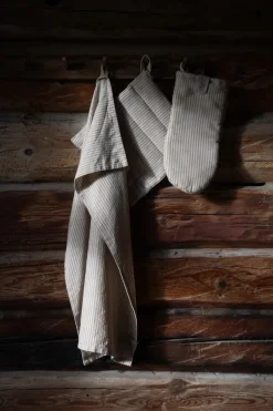 Ernst oven mitt striped, Kola-beige