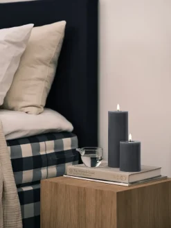 ester & erik pillar candle LED, 74 Dark Slate, 10 cm