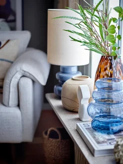 Fabiola table lamp Ø24x51 cm, Blue glass-linen