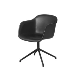 Fiber armchair office chair swivel base with return, Black leather-anthracite black