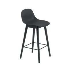 Fiber barstool with backrest 65 cm, Black-black legs