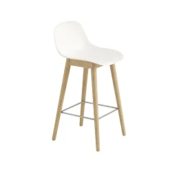 Fiber barstool with backrest 65 cm, Natural white-oak legs