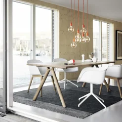 Fiber Chair chair with armrest and wooden legs, Natural white-Oak