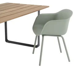 Fiber Outdoor armchair with steel legs, Dusty green