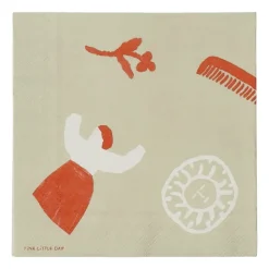 Figures napkin 20 pack, Beige-red