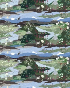Fjällvandring fabric, Blue-green