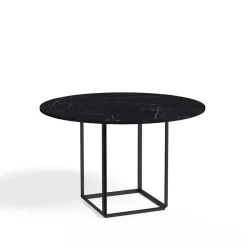 Florence round dining table, Black marquina marble. ø120 cm. black stand