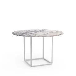 Florence round dining table, White viola marble. ø120 cm. white stand